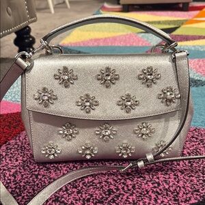 MICHAEL Michael Kors Silver Crossbody Bag with Floral Embellishments